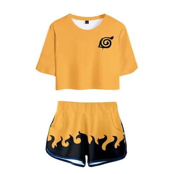 Palaidinukė Naruto Kakash Cosplay kostiumų Vasaros Marškinėlius Sporto Šortai Šortai Moterims Merginos Sasuke Uchiha Veikia T-shirt Kostiumas