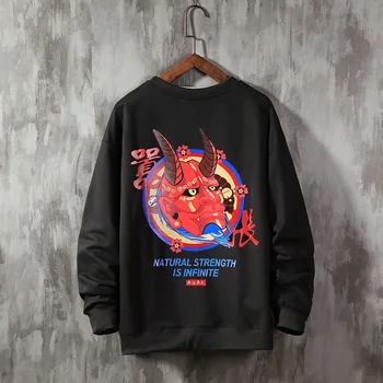 Palaidinukė Vyrų Dvasios Japonija Spausdinti Gobtuvu Storas Megztinis hoodies Vyrų Aukštosios Gatvės Mados Hip-Hop Rudenį Streetwear