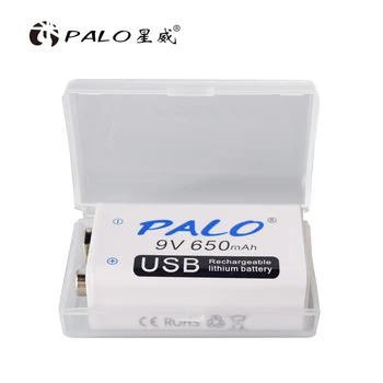 PALO 650mAh 9V ličio jonų baterija 9V 6F22 ličio Micro USB Baterijas Multimetras Mikrofonas, Nuotolinio Valdymo Žaislas KTV