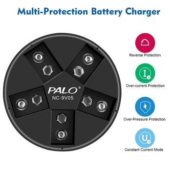 PALO LED smart Įkroviklio 9v ličio jonų NIMH baterija 6f22 įkraunama baterija