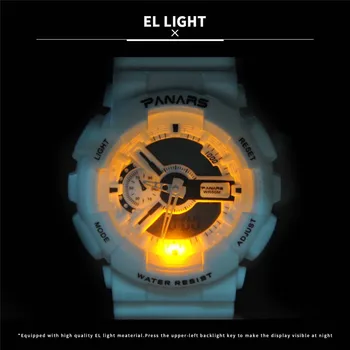 PANARS Vyrų, Moterų Sporto laikrodis G Vandeniui Skaitmeninis LED Ponios Šoko Karinės Elektroninės Armijos Laikrodis Laikrodis Vyrams Reloj Žiūrėti A4
