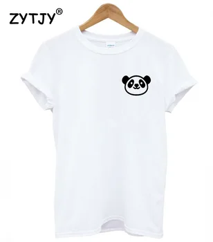 Panda kišenėje Spausdinti Moterų marškinėlius Medvilnės Atsitiktinis Juokingi marškinėliai Lady Mergina Viršuje Tee Hipster Tumblr Lašas Laivas Z-1115