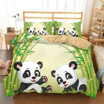 Panda patalynės komplektas queen size vaikai antklode padengti rinkinys su užvalkalas šalikas padengti patalynė dvigule lova rinkinys