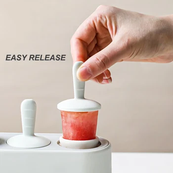 Paprasta-išleisti Popsicle Pelėsis 4-Hole BPA Free Silikono Ledo Pop Maker
