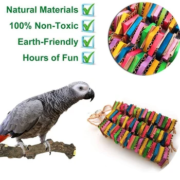 Papūga Žaislai, Didelių Paukščių Kartono Didelis Paukštis Žaislai Afrikos Pilkoji Papūga Žaislai, Natūralios Medinės Paukštis Narve Kramtyti Žaislas su Clip