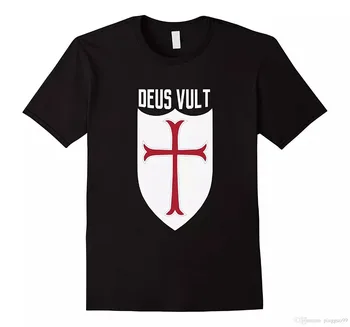 Parduodamas Naujas Mados Vasaros Print T-Shirt Vyrai Deus Vult Dievas Nori Ji Crusade Meme T-Shirt Pagal Užsakymą Pagaminti Marškinėliai