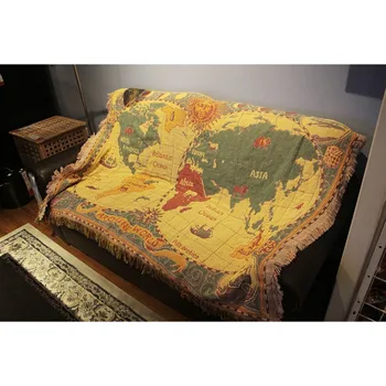 Pasaulio Žemėlapyje Medvilnės Bohemijos Antklodė Mesti Multi-Funkcija Sofa-Dekoratyvinis Fortepijonas viršelis Plaids Gobelenas Cobertor Kutas Antklodė