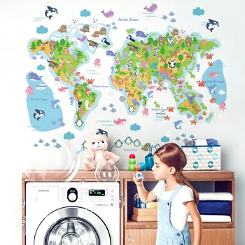Pasaulio žemėlapyje sienų lipdukai vaikams kambariai namų dekoro kambario sienos lipdukai skirti dekoruoti miegamojo puošimas freskos vaikams namas