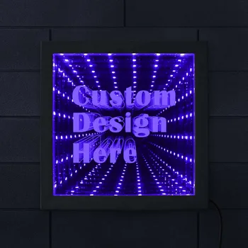 Pasirinktinis Vaizdo Logotipas Tekstas LED Infinity Veidrodis Medienos Rėmo Pritaikytą LED Paveikslėlio Rėmelį, Kietas Begalybės Led Tunelio Lempą, Neoninis Ženklas