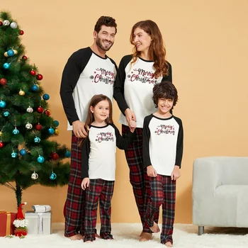 PatPat 2020 Naują Atvykimo Žiemos Kalėdų Laiškas Spausdinti Šeimos Atitikimo Pižama Rinkiniai(Ugniai Atsparūs) Šeimos Atrodyti Rinkiniai
