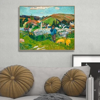 Paul Gauguin Paul Gauguin, Kad Swineherd Brittany Drobė Spausdinti Tapybos plakatus Sienos Nuotraukas Kambarį Namų Dekoro, Sienų Dekoras