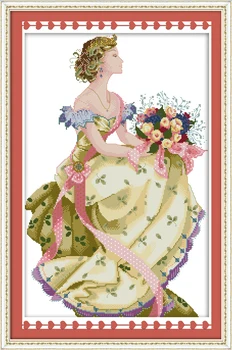 Pavasario karalienė kryželiu rinkinys sezoną grožio moteris 18ct 14ct 11ct skaičius spausdinimo drobės siūlių siuvinėjimui 