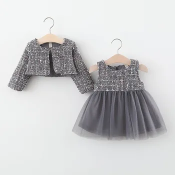 Pavasarį Britų stiliaus naujagimiui mergina komplektus drabužių rinkiniai, pledas kailis + tutu suknelė, kostiumas kūdikiams, kūdikių mergaičių drabužių rinkiniai