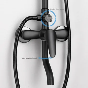 Paviršiaus sumontuoti dušo nustatyti, sieniniai juoda dušo komplektas dušo nustatyti vario įstaiga