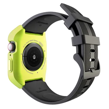 PC Apsaugos Atveju su Silikono Dirželis Apple Watch Band Serijos SE/6/5/4/3 už iWatch 44/40/42/38MM atsparus smūgiams Sporto Apyrankė