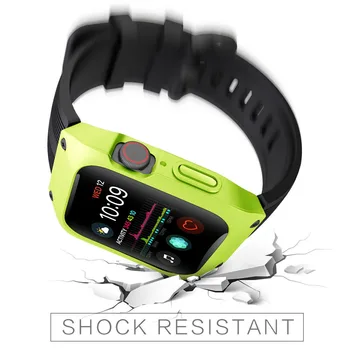 PC Apsaugos Atveju su Silikono Dirželis Apple Watch Band Serijos SE/6/5/4/3 už iWatch 44/40/42/38MM atsparus smūgiams Sporto Apyrankė