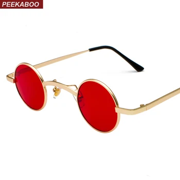 Peekaboo retro mini akiniai nuo saulės turas vyrai metalo rėmas 2018 gold juoda raudona maži, apvalūs rėmeliais, saulės akiniais, moterų unisex uv400