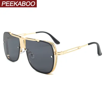 Peekaboo vyrų gold akiniai nuo saulės aikštėje vyrų didelis metalinis rėmas rudos negabaritinių saulės akiniai moterims aukštos kokybės tuščiaviduris vasaros