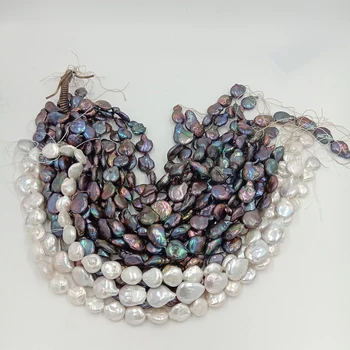 Perlų karoliukai, Pobūdžio gėlo vandens prarasti pearl su baroko formos, DIDELIS BAROKO formos perlas .12-17 mm.balta ,juoda