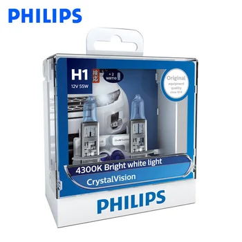 Philips H1 H4 H7, H11 9005 9006 12V Crystal Vision 4300K Ryški Balta Šviesa, Halogeninė Auto priekinis žibintas Rūko Žibintai , Pora