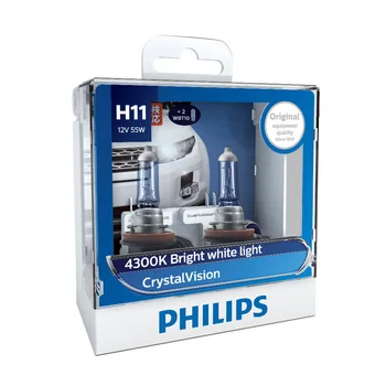 Philips H1 H4 H7, H11 9005 9006 12V Crystal Vision 4300K Ryški Balta Šviesa, Halogeninė Auto priekinis žibintas Rūko Žibintai , Pora