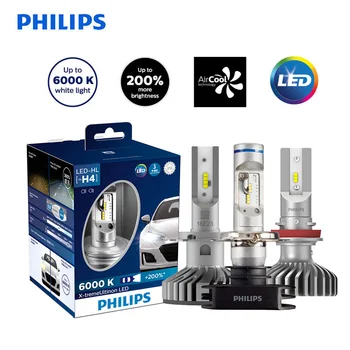 Philips H4, H7, H8, H11 H16 9005 HB3 HB4 9006 12V 6000K X-treme Ultinon LED Automobiliui LED Žibintų Auto Rūko Žibintai +200% Ryškesnis,X2
