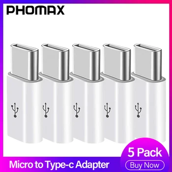 PHOMAX Micro USB Male Tipo c 5Pack usb C Tipo Konverteris Nešiojamas Adapteris, skirtas 