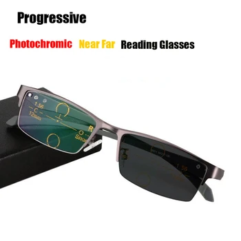 Photochromic Skaitymo Akiniai Progressive Multifocal Chameleonas Objektyvas Mėlynos Šviesos Blokavimas Vyrų Kompiuterio Akinius Akyse Eyeglasses1.5
