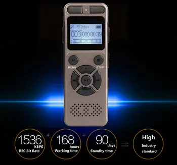 Pilka Paslaptis Skaitmeninio Garso Diktofonas 8GB 16GB 32GB Profesionalus Nešiojamų Diktofonas MP3 Verslo Paramos Iki 64G TF Kortelė