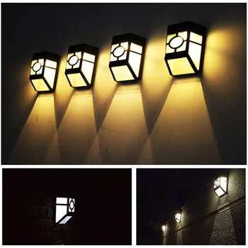 PIR Saulės Šviesos diodų (LED) Sienos Lempos Šviesą Kinų Stiliaus Laiptai Lempos Veranda Žibintai Vandeniui IP55 Lauko apšvietimas
