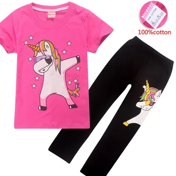 Pižama vaikams Mergaitėms 2019 M. Vasaros Vaikų drabužių vienaragiai Sleepwear Jojo Siwa Pijamas Unicornio Pižamos gyvūnų pijama 4-12y