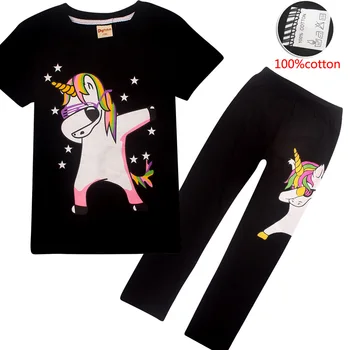 Pižama vaikams Mergaitėms 2019 M. Vasaros Vaikų drabužių vienaragiai Sleepwear Jojo Siwa Pijamas Unicornio Pižamos gyvūnų pijama 4-12y