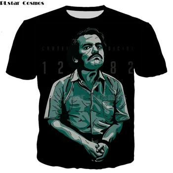 PLstar Kosmosas Narcos Pablo Escobar Narcos kulka juodos palaidinės Mafijos Hip-Hop Vyrų Tees T-Shirt Harajuku Streetwear-6