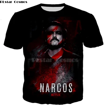 PLstar Kosmosas Narcos Pablo Escobar Narcos kulka juodos palaidinės Mafijos Hip-Hop Vyrų Tees T-Shirt Harajuku Streetwear-6