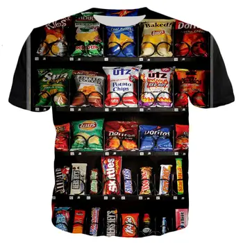 PLstar Kosmosas Skanus maistas bulvytės/šokolado/vištienos 3D print T-shirt 2018 m. vasaros New Style Mens/Vyriški Laisvalaikio marškinėliai
