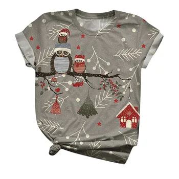 Plus Size Kalėdų marškinėliai moterims trumpomis Rankovėmis 3D Kalėdų Spausdinami O-Kaklo Viršūnes Tee Marškinėliai drabužių aukštos kokybės ropa mujer