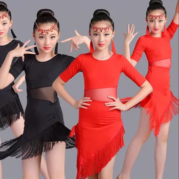 Pobūvių salė iki 2018 m. vaikų spandex samba sijonas tango konkurencijos kutas lotynų šokių suknelės suknelė mergaitėms salsa suknelė vaikai rumba