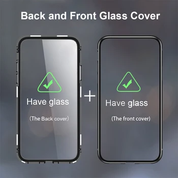 POCO X3 NFC Metalo Magnetinių Atveju Xiaomi Mažai X3 NFC Mi 10T Lite Padengti Magnetas Adsorbcijos Grūdintas Stiklas Dvipusis Atveju