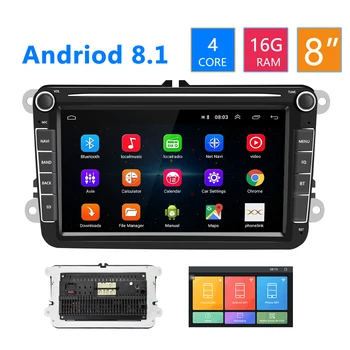 Podofo 2 Din Automobilio Radijo, GPS Android 8.1 Autoradio 8Inch HD Ekranas, Bluetooth, automagnetolos Garso Radijo Automobilių 2din MP5 Multimedia Player