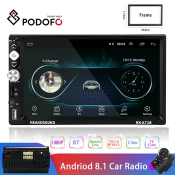 Podofo 2din Andriod 8.1 Automobilio Radijo daugialypės terpės Grotuvas, GPS Navigacija, Bluetooth, Garso Wifi USB FM MirrorLink 7