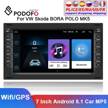 Podofo 2Din Android 8.1 Automobilio Radijo daugialypės terpės Grotuvas, 2din GPS Stereo Volkswagen VW Jetta Golf BORA POLO MK5 Skoda Autoradio