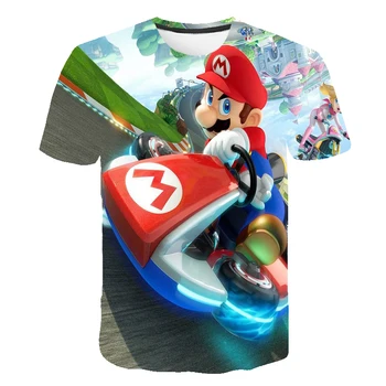 Populiariausių Mario Brothers anime berniukų ir mergaičių marškinėliai, savaiminio hip-hop drabužiai, vaikiški drabužiai, trumpomis rankovėmis viršų