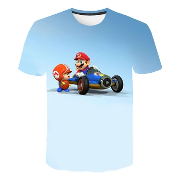 Populiariausių Mario Brothers anime berniukų ir mergaičių marškinėliai, savaiminio hip-hop drabužiai, vaikiški drabužiai, trumpomis rankovėmis viršų