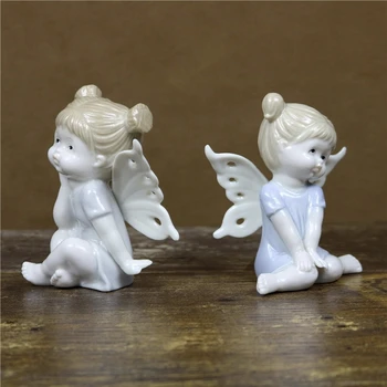 Porceliano Drugelis Pasakų Pav Keramikos Darbalaukio Sprite Mergina Miniatiūriniai Animacijos Personažas Rankdarbių Ornamentu Dekoro Priedai