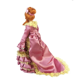 Porceliano Lėlės Modelis, 1:12 Miniatiūriniai Lėlių Violetinis Sijonas Lady #PP007G