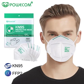 Powecom KN95 Kaukė FFP2 Daugkartinio naudojimo Burnos Kaukę, Kvėpuojantis Apsauginės Veido Kaukės 5 Sluoksnių 95% Filtravimo Respiratorius nuo Dulkių apsaugančią Kaukę