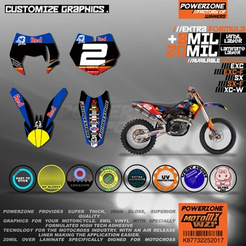 PowerZone Užsakymą Komanda Grafikos Fonas 3M Lipdukai Lipdukų Komplektas KTM SX SXF MX WIKI XCW Enduro 125cc iki 500cc 2007-2011 m 017