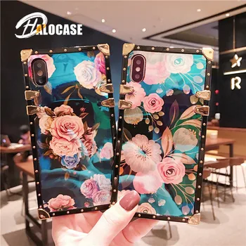Prabanga Blue Ray Rose Gėlių Blizgučiai Metalo Aikštėje Telefoną Atveju Huawei P20 30 40 PLIUS Mate 20 Pro Nova 2s 3 3i 3e Honor9 Y7 2019