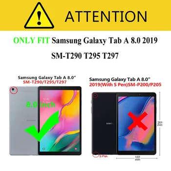 Prabanga Dažytos Odinis dėklas, Skirtas Samsung Galaxy Tab 8.0 2019 Atveju SM T290 SM T295 8.0 colių Padengti Tablet Atveju