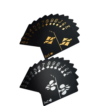 Prabanga Juodojo Aukso Folija Padengti Pokerio Premium Matte Plastikiniai stalo Žaidimai PVC 55pcs/denio Vandeniui kortos